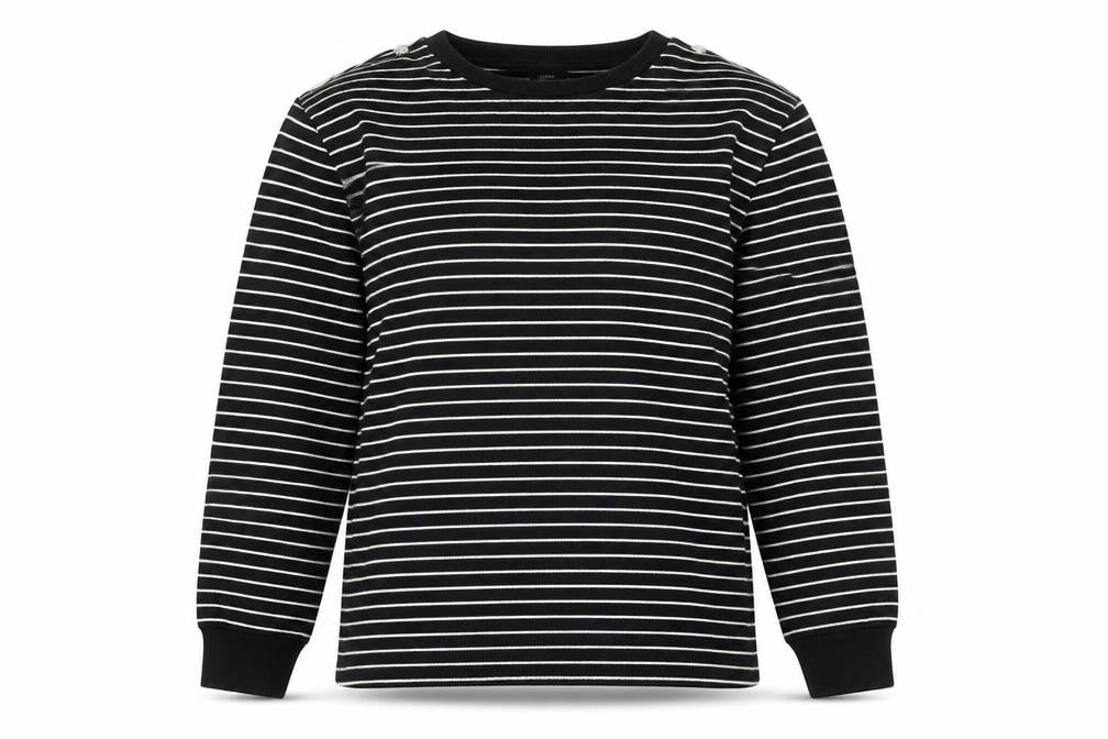 River Island Women's Black Striped Crew Neck Jumper Size M