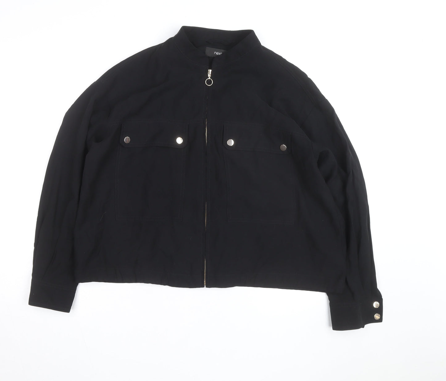 Next Women's Black Bomber Jacket Size 14 Lightweight Casual