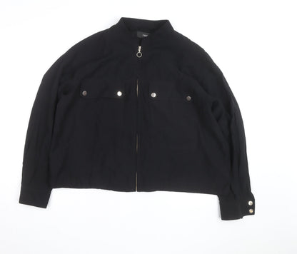 Next Women's Black Bomber Jacket Size 14 Lightweight Casual