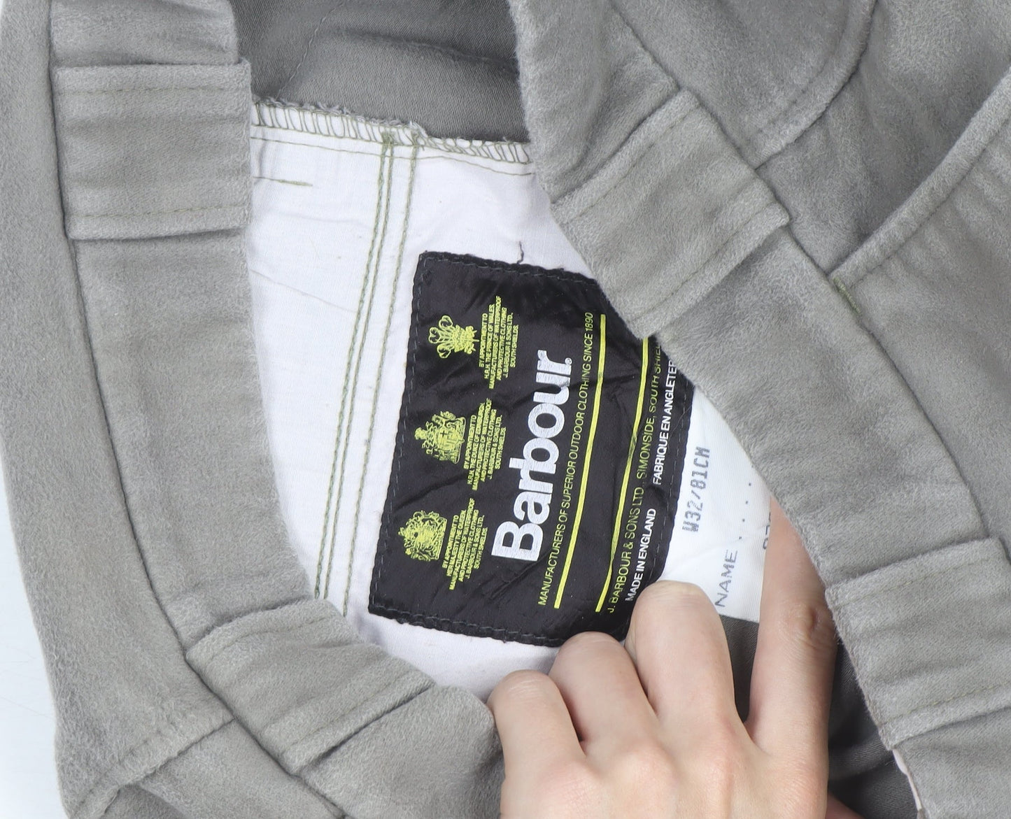 Barbour Men Grey Cotton Chino Shorts Size 32 Regular Fit