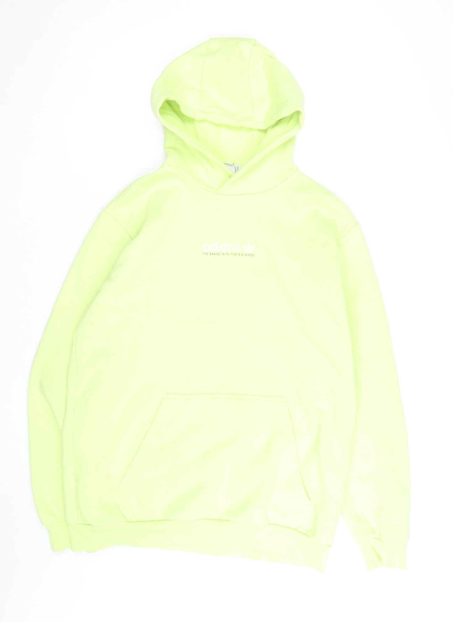 Adidas Men’s Yellow Pullover Hoodie L Fleece Logo Sweatshirt