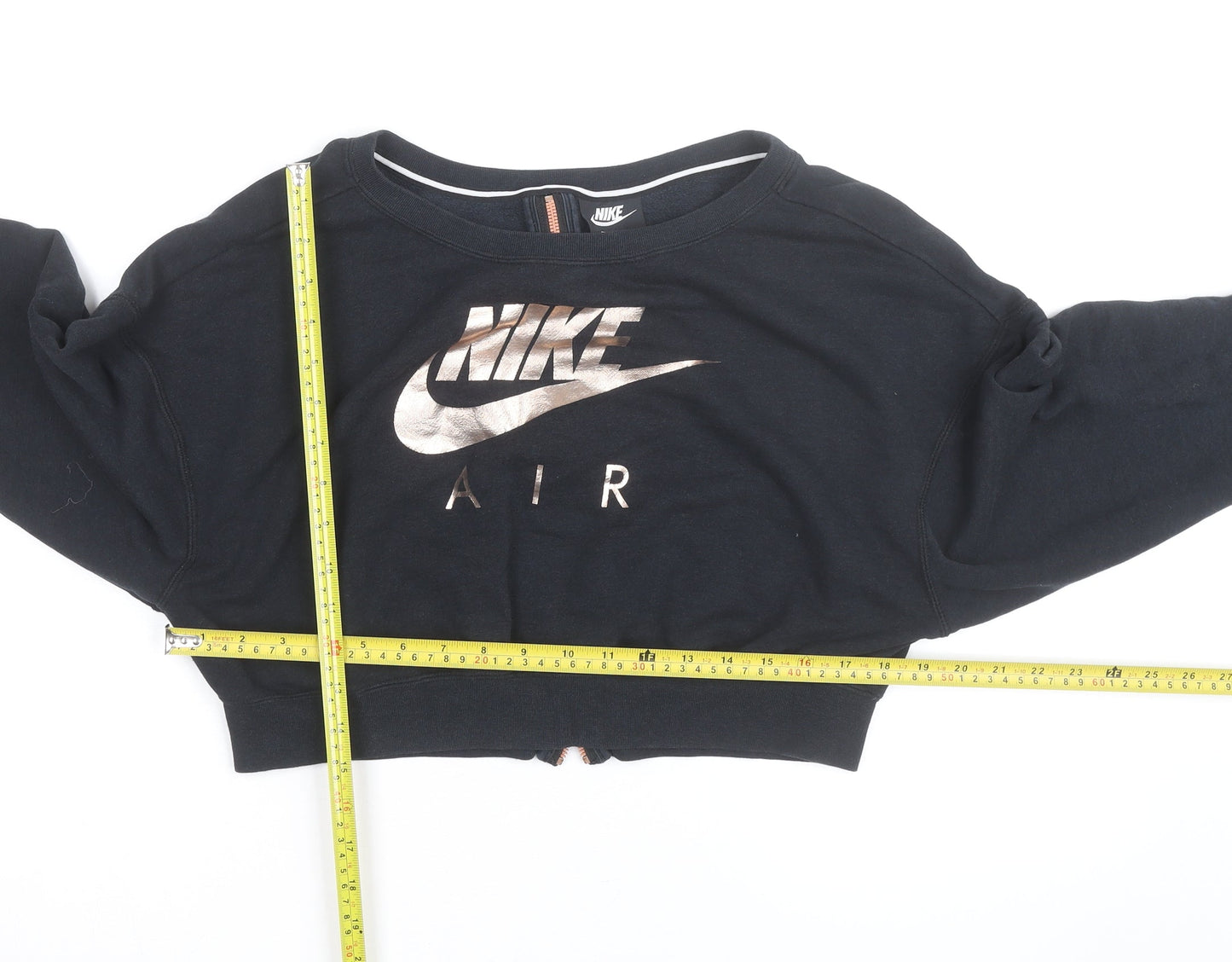 Nike Women Black XS Cropped Sweatshirt Zip Back Logo Pullover