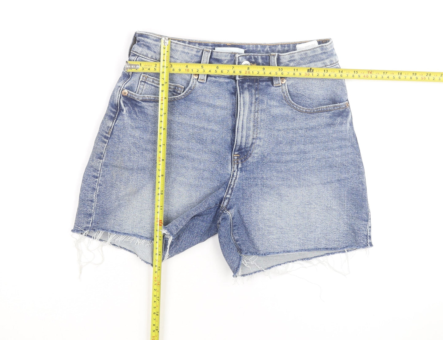 H&M Women’s Blue High-Rise Cut-Off Denim Shorts Size 10