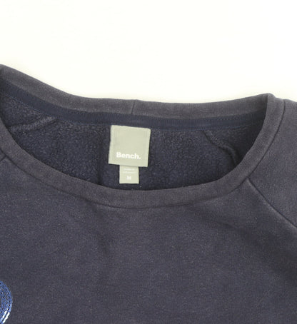 Bench Men Blue Sequin Logo Pullover Sweatshirt M