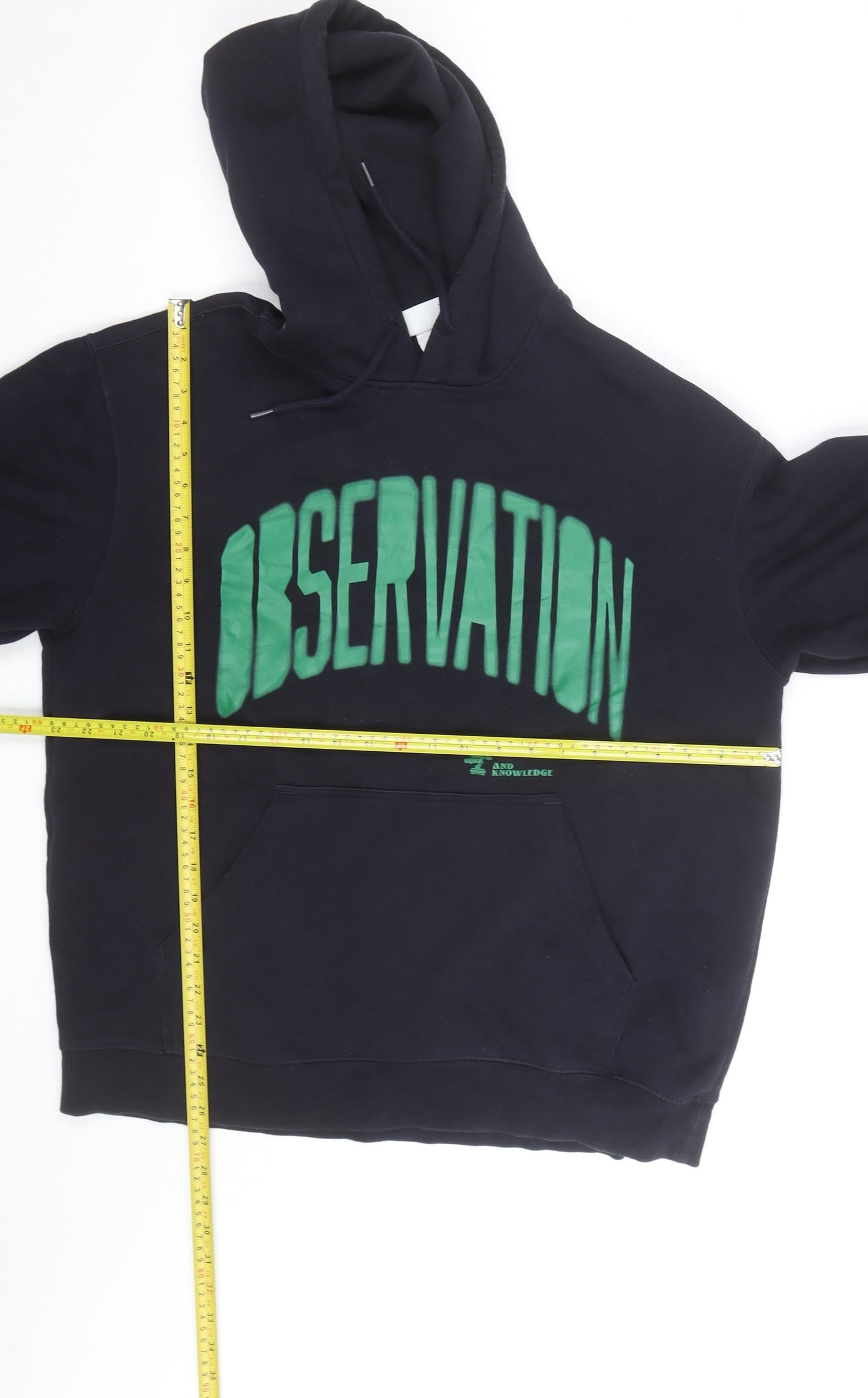 H&M Men’s Black Relaxed Fit Pullover Hoodie L Graphic Print
