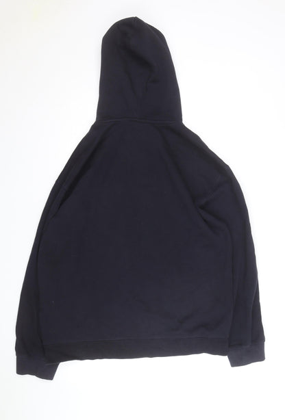 H&M Men’s Black Relaxed Fit Pullover Hoodie L Graphic Print