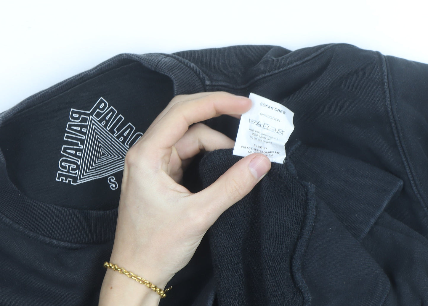Palace Men’s Black Small Crew Neck Cotton Pullover Sweatshirt