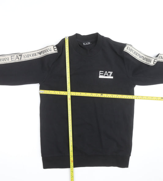 Emporio Armani EA7 Men's Black Small Crew Neck Logo Sweatshirt