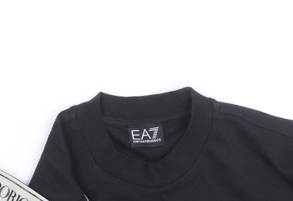 Emporio Armani EA7 Men's Black Small Crew Neck Logo Sweatshirt