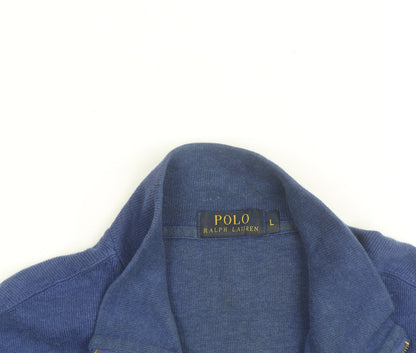 Polo Ralph Lauren Men's Blue 1/4 Zip Cotton Jumper Size L