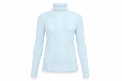 GAP Women’s Blue Ribbed Roll Neck Long Sleeve Stretch Top Size S