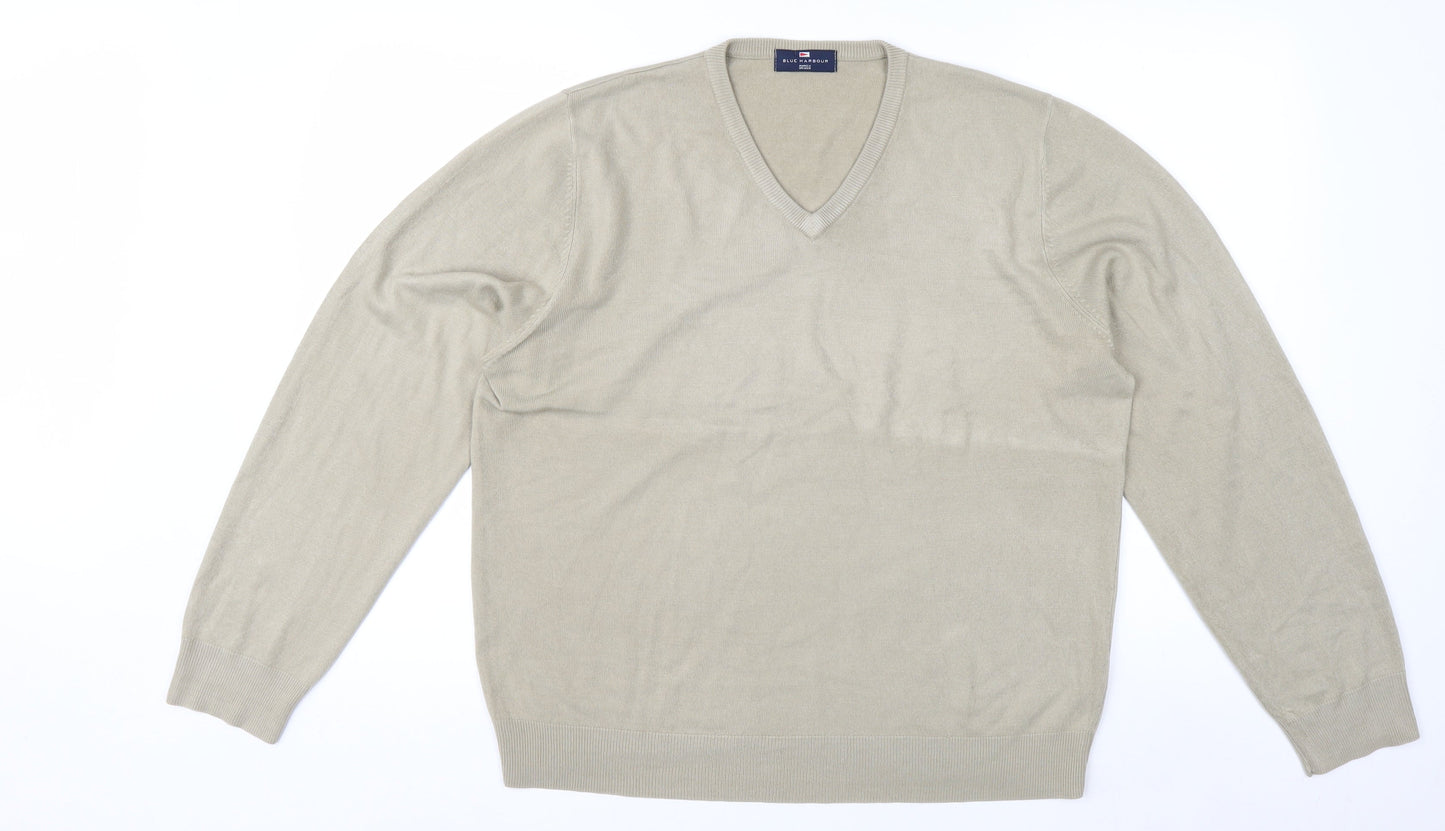 Marks and Spencer Men’s Beige V-Neck Acrylic Jumper Size L