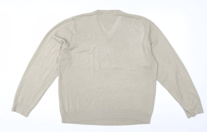 Marks and Spencer Men’s Beige V-Neck Acrylic Jumper Size L