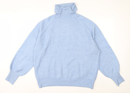 Urban Bliss Women Blue Roll Neck Long Sleeve Jumper Size 16