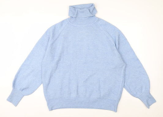 Urban Bliss Women Blue Roll Neck Long Sleeve Jumper Size 16