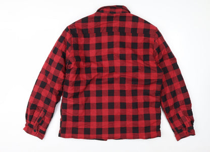 TeX Mens Red Black Check Flannel Puffer Jacket 5XL Cotton Lined