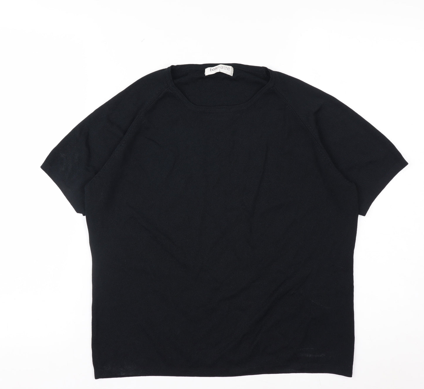 Bonmarché Women's Black Short Sleeve Basic Knit T-Shirt Size L