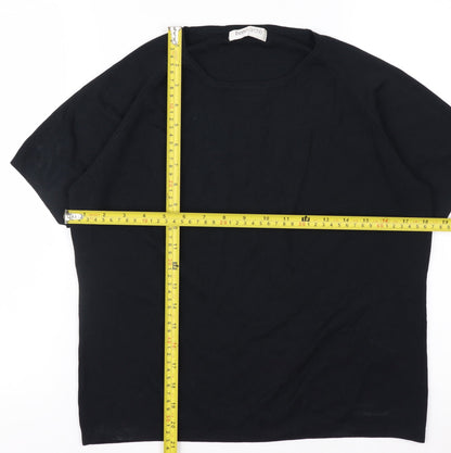 Bonmarché Women's Black Short Sleeve Basic Knit T-Shirt Size L