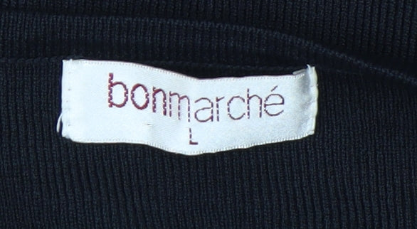 Bonmarché Women's Black Short Sleeve Basic Knit T-Shirt Size L