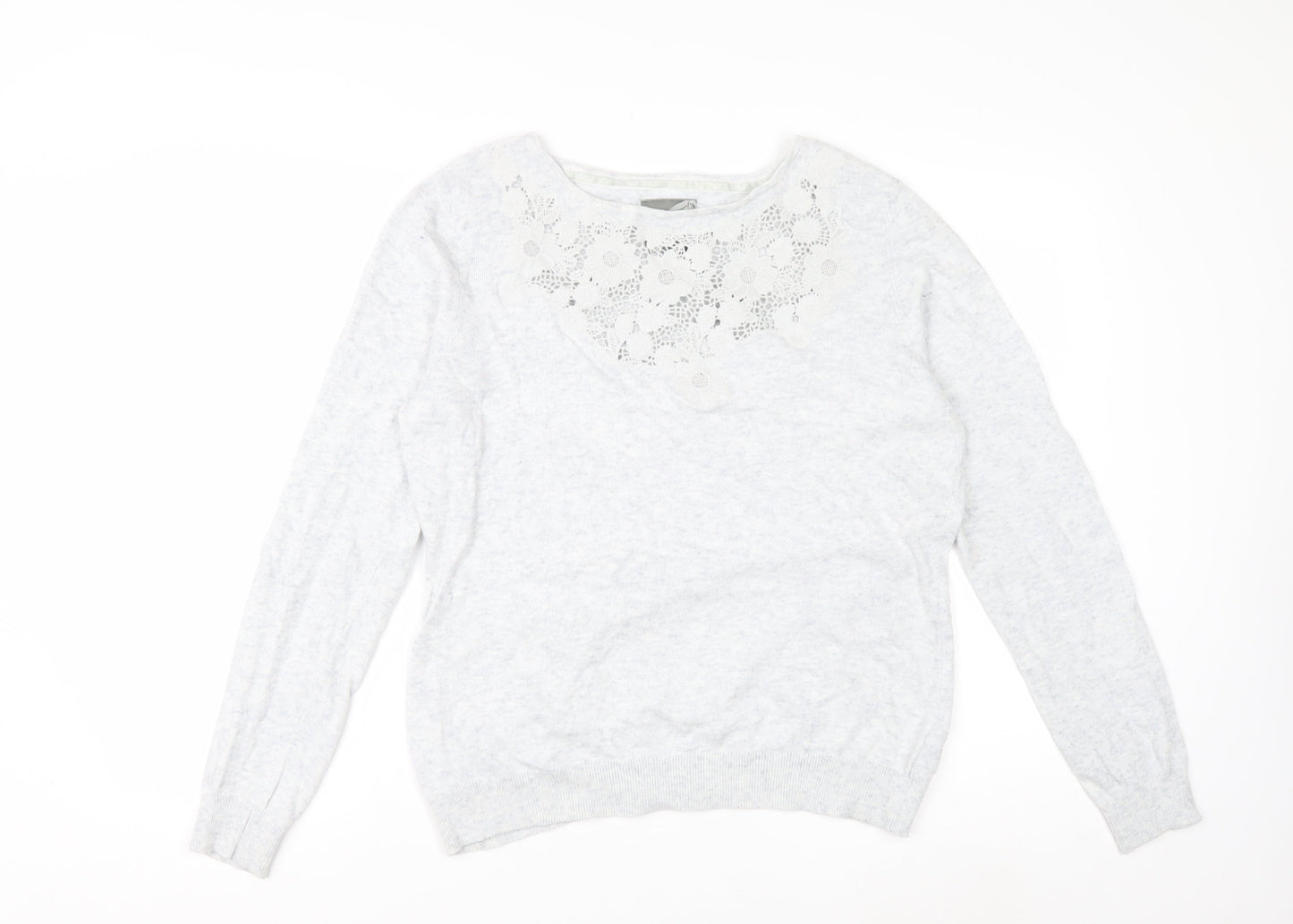 RJR John Rocha Women Grey Size 16 Crew Neck Cashmere Blend Jumper