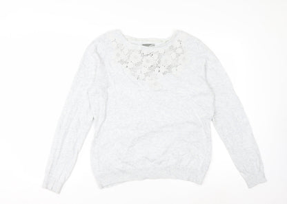 RJR John Rocha Women Grey Size 16 Crew Neck Cashmere Blend Jumper