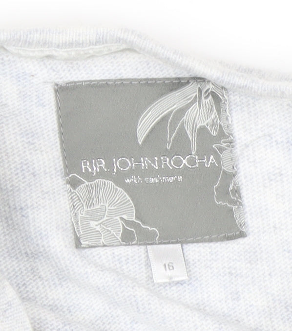 RJR John Rocha Women Grey Size 16 Crew Neck Cashmere Blend Jumper