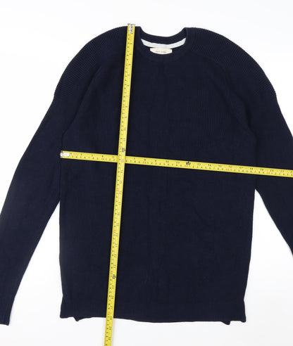 River Island Men's Blue Cotton Crew Neck Jumper Size S