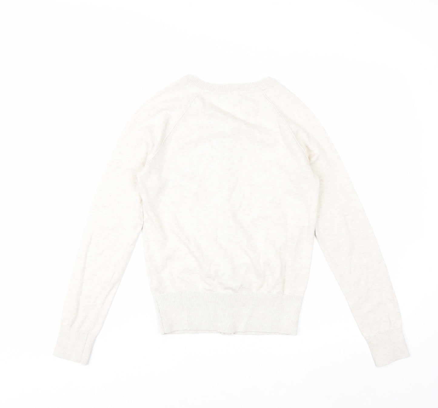 Red Herring Women's Beige Cardigan Size 8 Crew Neck Knitwear