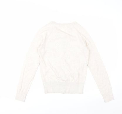 Red Herring Women's Beige Cardigan Size 8 Crew Neck Knitwear