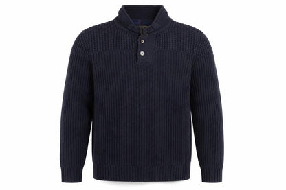 Ted Baker Men's Blue XL Chunky-Knit Collared Henley Jumper