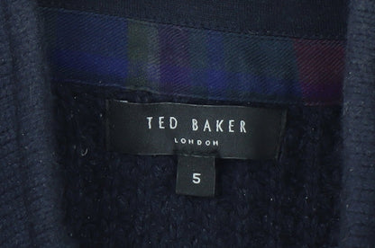 Ted Baker Men's Blue XL Chunky-Knit Collared Henley Jumper