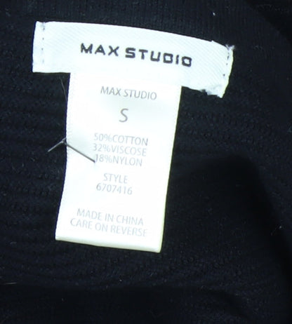 Max Studio Women’s Black Knit Pencil Skirt Size S Ruffle Hem Stretch