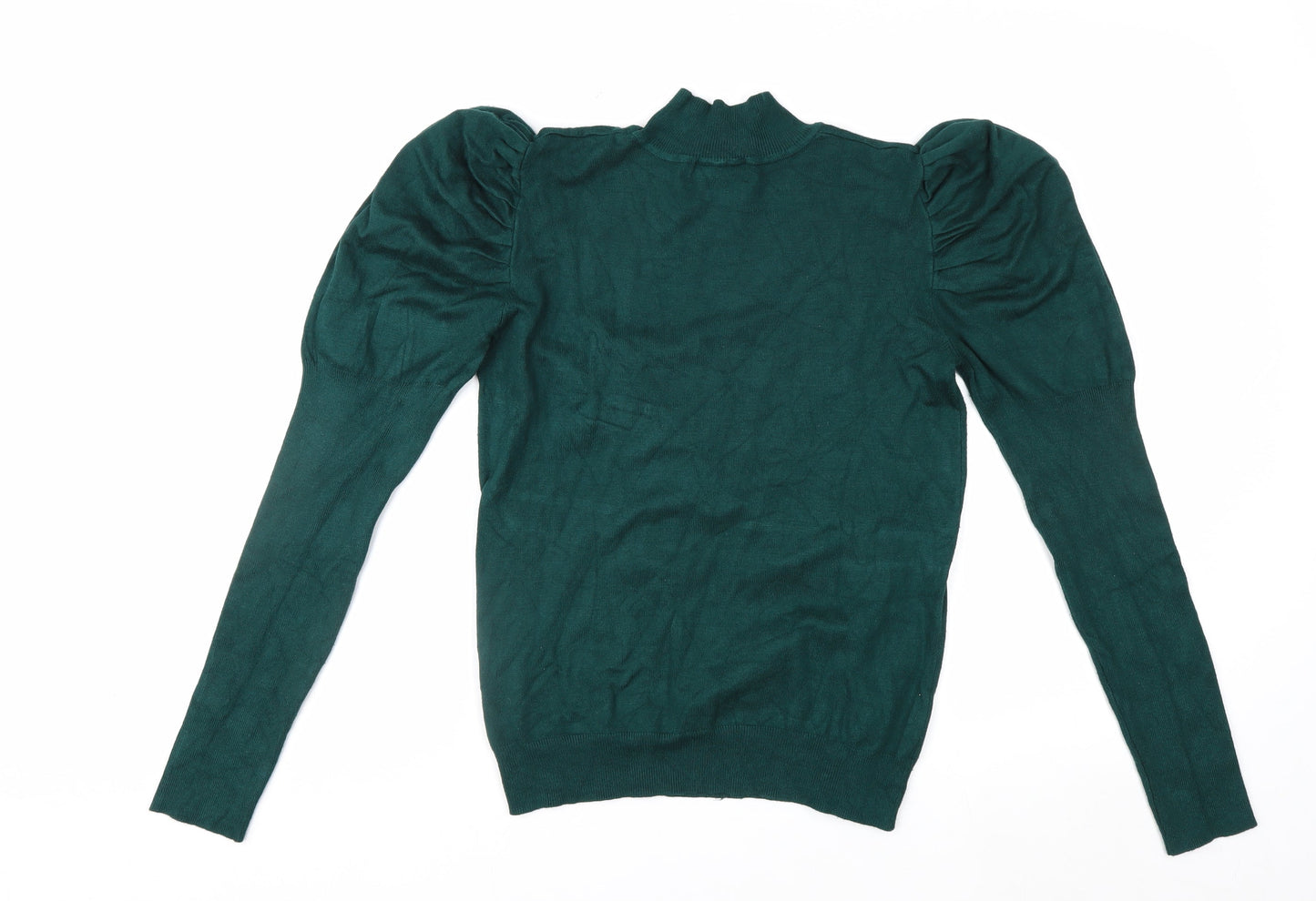 Apricot Women Green Mock Neck Puff Sleeve Jumper Size 12