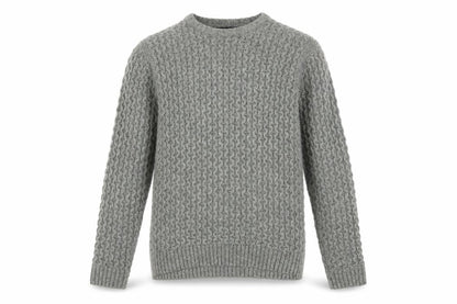 Cedarwood State Men's Grey Cable-Knit Crew Neck Jumper M