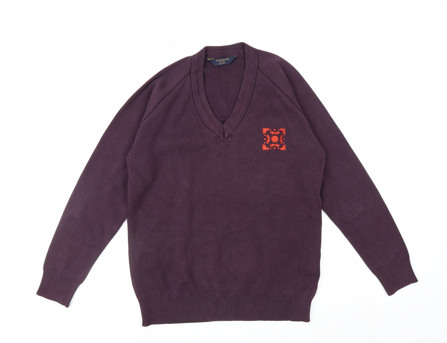 Stevensons Men's Purple V-Neck Cotton Blend Jumper M