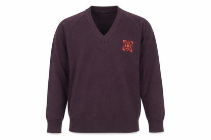 Stevensons Men's Purple V-Neck Cotton Blend Jumper M