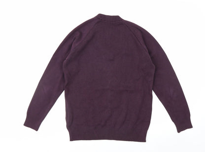 Stevensons Men's Purple V-Neck Cotton Blend Jumper M