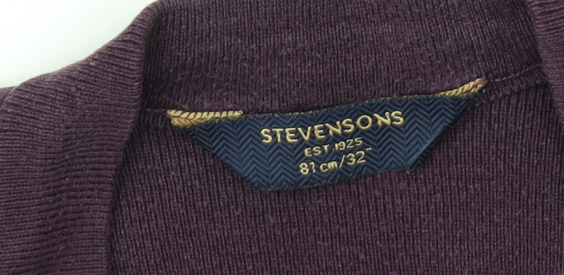 Stevensons Men's Purple V-Neck Cotton Blend Jumper M