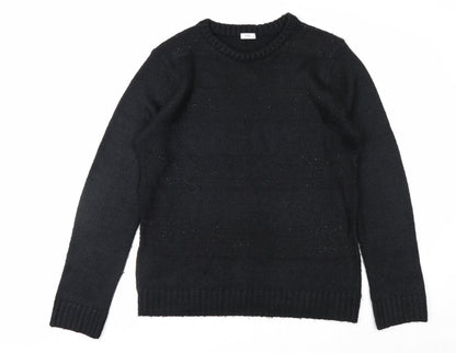 Cotton Traders Women's Black Acrylic Knit Crew Neck Jumper Size 14/16