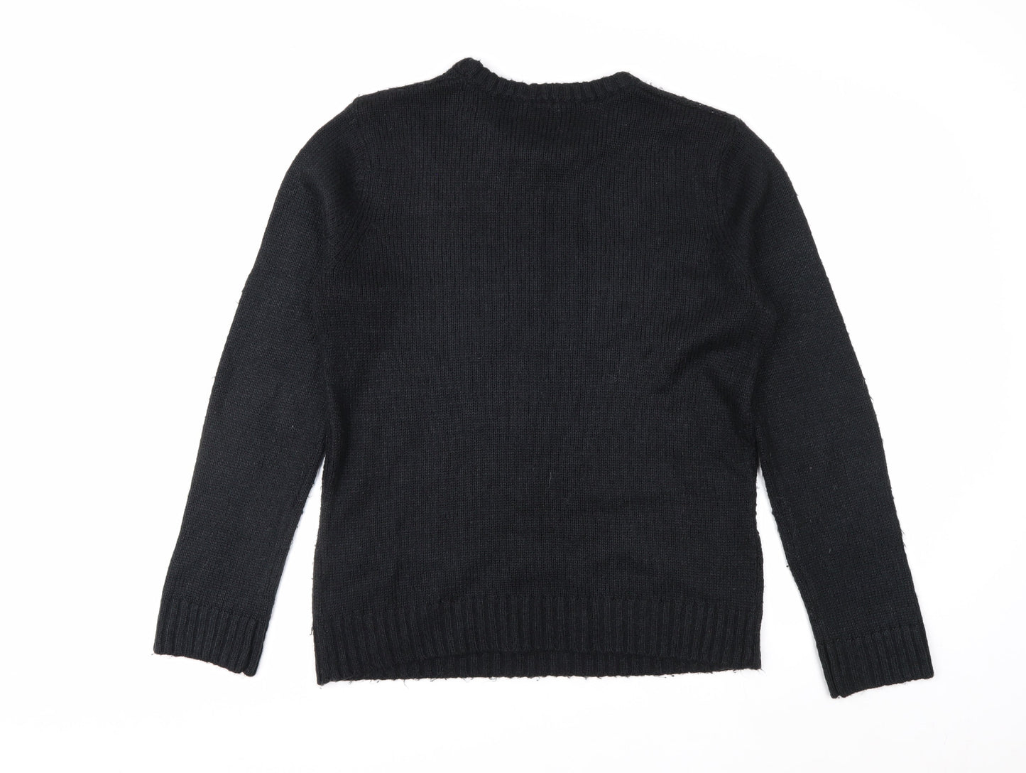 Cotton Traders Women's Black Acrylic Knit Crew Neck Jumper Size 14/16