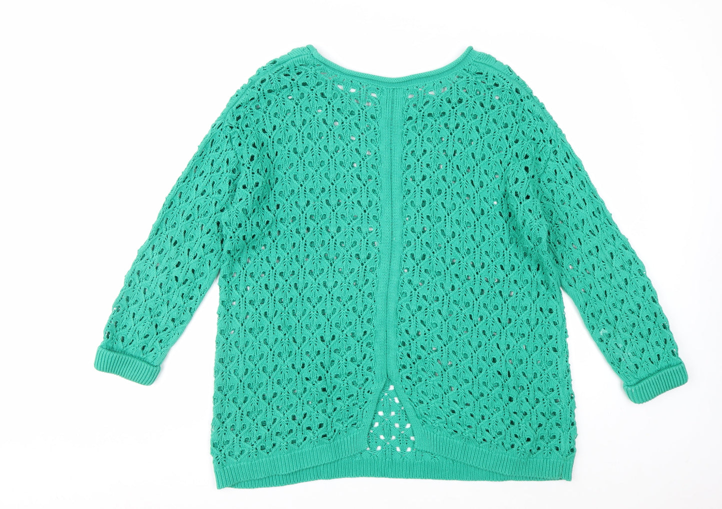 River Island Women Green Crochet Knit Jumper Size 14 Relaxed Fit