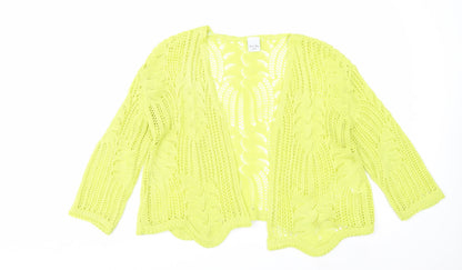 Stock Shop Women's Yellow Open Knit Cardigan S Acrylic