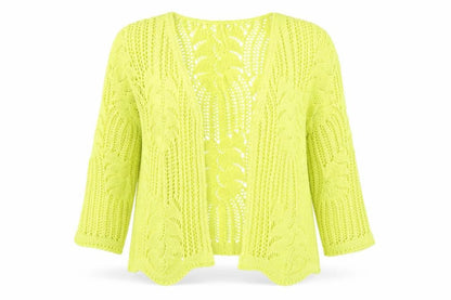 Stock Shop Women's Yellow Open Knit Cardigan S Acrylic