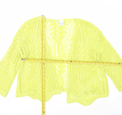Stock Shop Women's Yellow Open Knit Cardigan S Acrylic