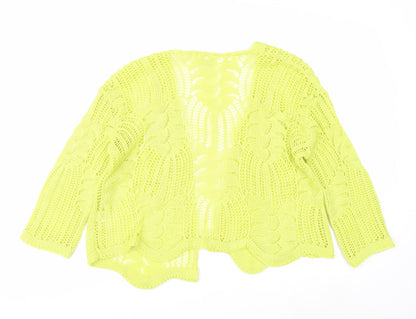 Stock Shop Women's Yellow Open Knit Cardigan S Acrylic