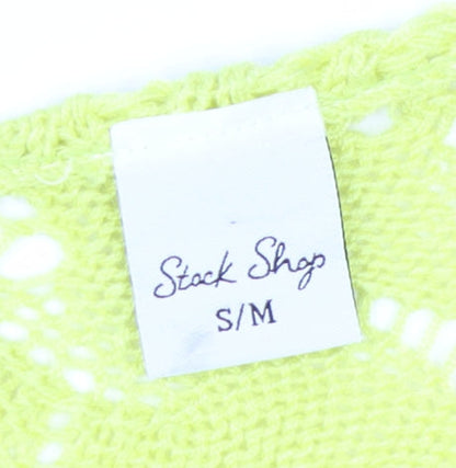 Stock Shop Women's Yellow Open Knit Cardigan S Acrylic