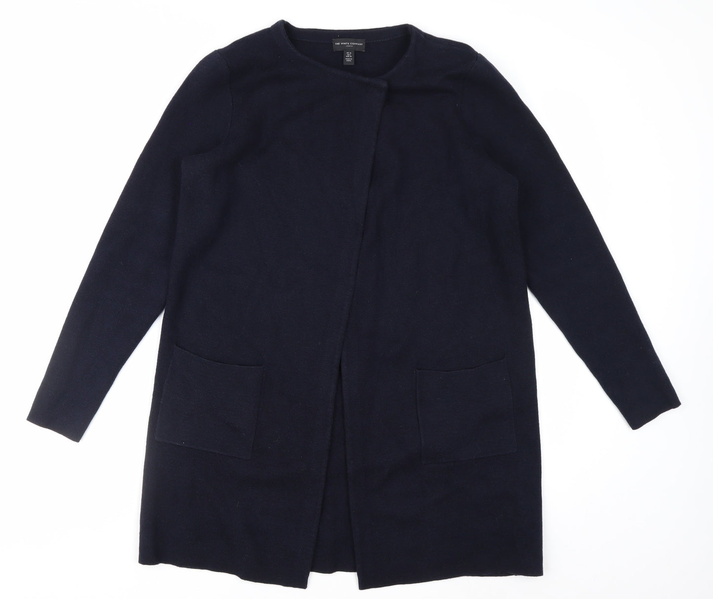 The White Company Women's Navy Cardigan UK 10 Merino Wool Cotton Blend