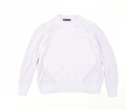 Marks and Spencer Women Lilac Cotton Knit Crew Neck Jumper Small