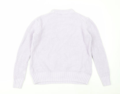 Marks and Spencer Women Lilac Cotton Knit Crew Neck Jumper Small