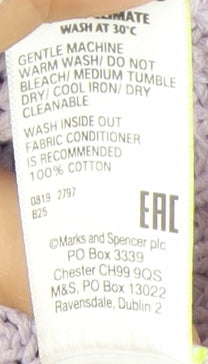 Marks and Spencer Women Lilac Cotton Knit Crew Neck Jumper Small